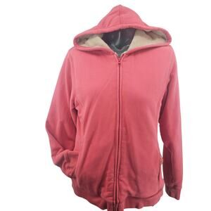 L.L Bean Pink Hooded Sweatshirt Zip Jacket Fleece Lined Cotton Women's M 3924
